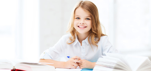 Sticker - student girl studying at school