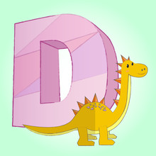 D Alphabet And Dinosaur Icon Great For Any Use. Vector EPS10.