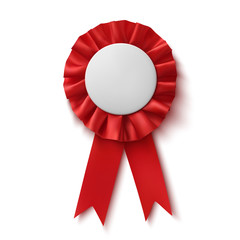 Sticker - Blank, realistic red fabric award ribbon.