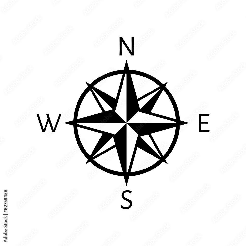 The compass icon. Navigation symbol. Flat - obrazy, fototapety, plakaty 