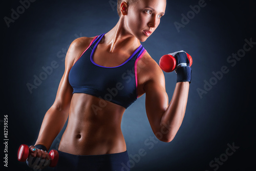 Naklejka - mata magnetyczna na lodówkę Fitness kobieta podnosząca ciężarki