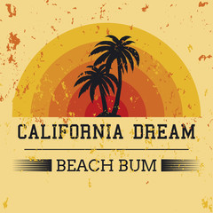 california dream typography, t-shirt graphics. vector illustrati