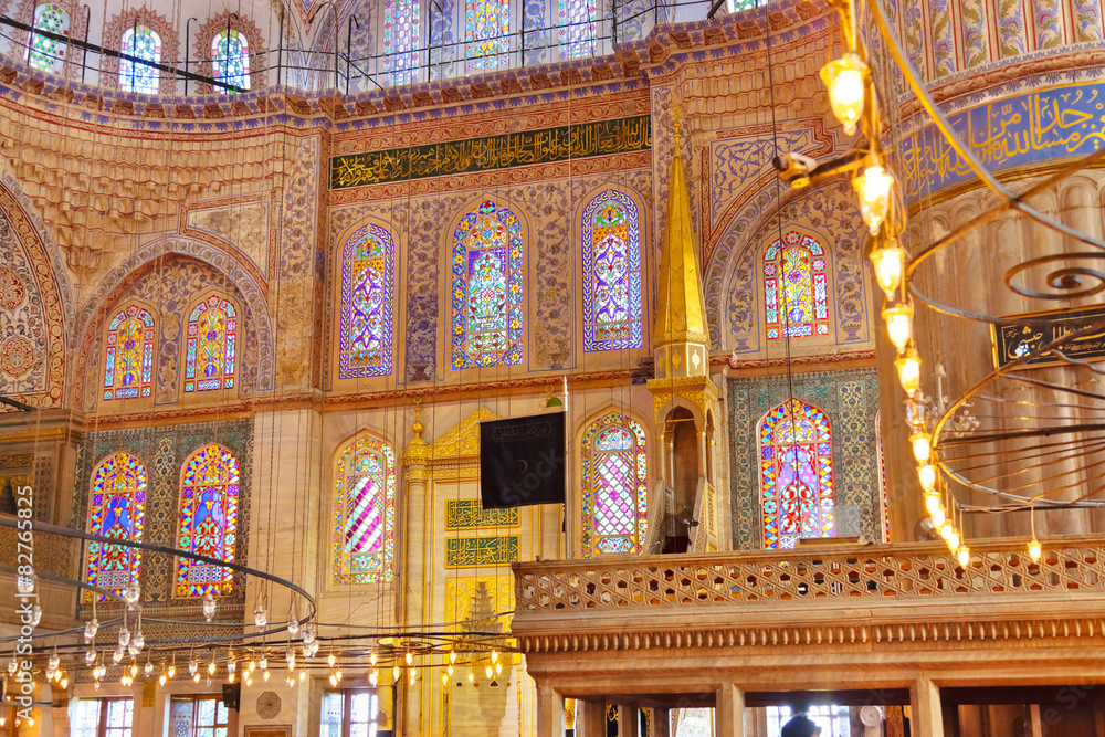 Photo Art Print Blue Mosque Interior In Istanbul Turkey