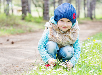 cute little girl with flowers