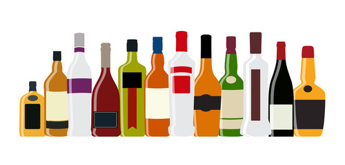 Wall Mural - Vector Illustration of Silhouette Alcohol Bottle