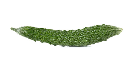 green bitter gourd on white background