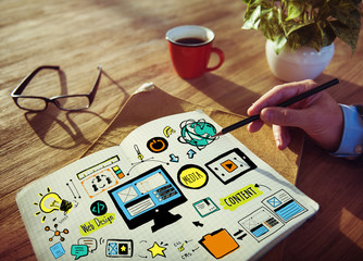 Wall Mural - businessman web design planning working concept