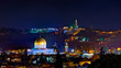 Jerusalem at night with the Al-Aqsa Mosque and the Mount of Oliv