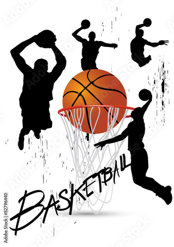 Fotografia basketball player in posture jumping on white