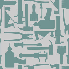 Wall Mural -  Seamless Construction Hand tools pattern. Vector illustration