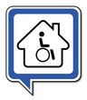 Logo maison et personne handicapée.