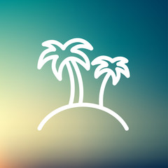 Two palm trees thin line icon