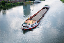 Barge With Cargo On River
