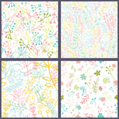 Poster - Set of floral seamles patterns.