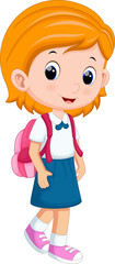 Cute girl in uniform going to school