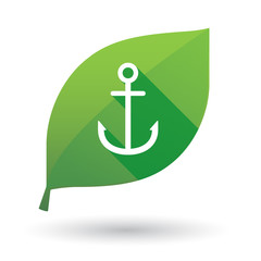 Wall Mural - Green leaf icon with an anchor