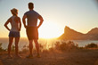 Man and woman contemplating after jogging