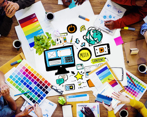 Wall Mural - diversity casual people web design meeting brainstorming concept
