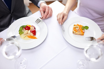 Sticker - close up of couple eating appetizers at restaurant