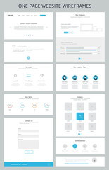 Wall Mural - flat responsive one page website wireframe kit