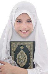 Wall Mural - Pretty Muslim Hugging Loves Holy Book of Quran