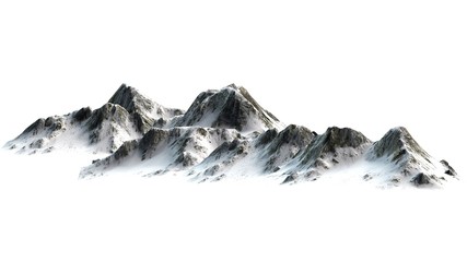 Wall Mural - 
Snowy Mountains peaks separated on white background