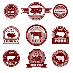 Wall Mural - Eco farm butchery emblems 