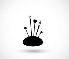 Black Pincushion Icon On White Background Vector Illustration