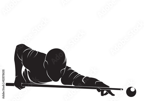 Fotografie, Obraz Billiards player. Vector silhouette, isolated on white