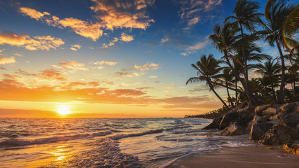 Sticker - Landscape of paradise tropical island beach