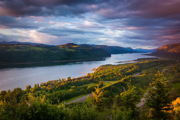 Sticker - Evening view from the Vista House, Columbia River Gorge, Oregon.