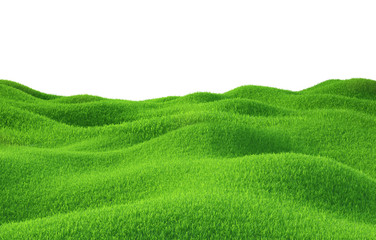 Sticker - Green grass growing on hills with white background top view