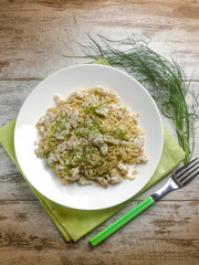 Poster - risotto with fish fillet  and sweet fennel