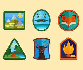 Sticker - Set of Camping Equipment Symbols 