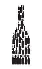 Wall Mural - Vector Illustration of Silhouette Alcohol Bottle