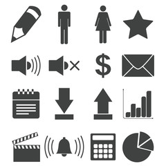 Poster - Simple black icon set 7