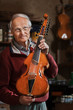 Elderly person building a viola d‘amore