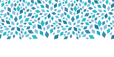 Vector blue mosaic texture horizontal border seamless pattern