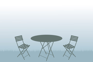 garden table and chairs illustration