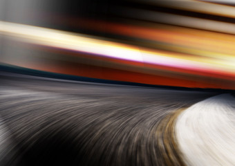 speeding car through street of shanghai china in night.