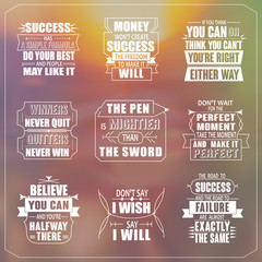 Wall Mural - success motivational and inspirational quotes set
