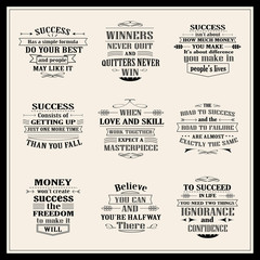 success motivational and inspirational quotes set