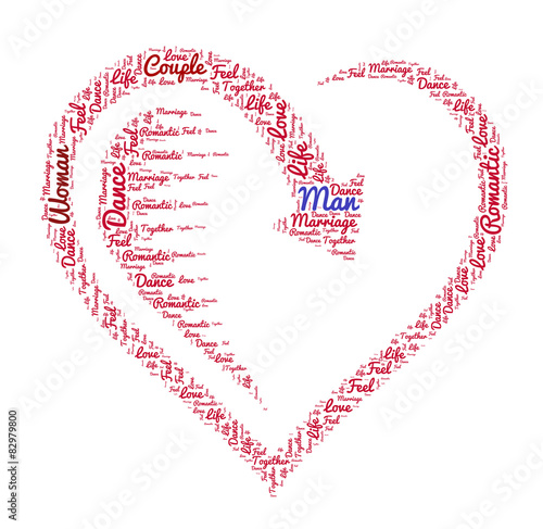 Obraz w ramie Heart of a relationship - word cloud