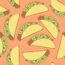 Sketch Mexican Taco In Vintage Style