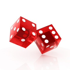 two red dice isolated