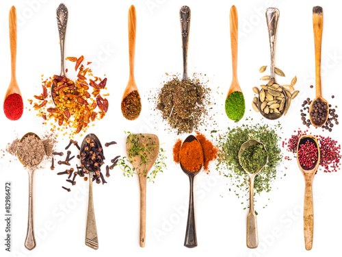 Fototapeta na wymiar spoons with spices