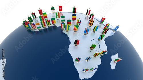 Fotomural African continent with country flags
