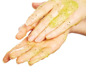 Wall Mural - Female hands in body scrub