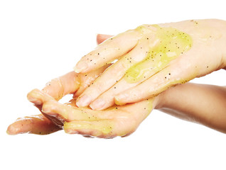 Wall Mural - Female hands in body scrub