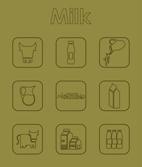 Wall Mural - Set of milk simple icons